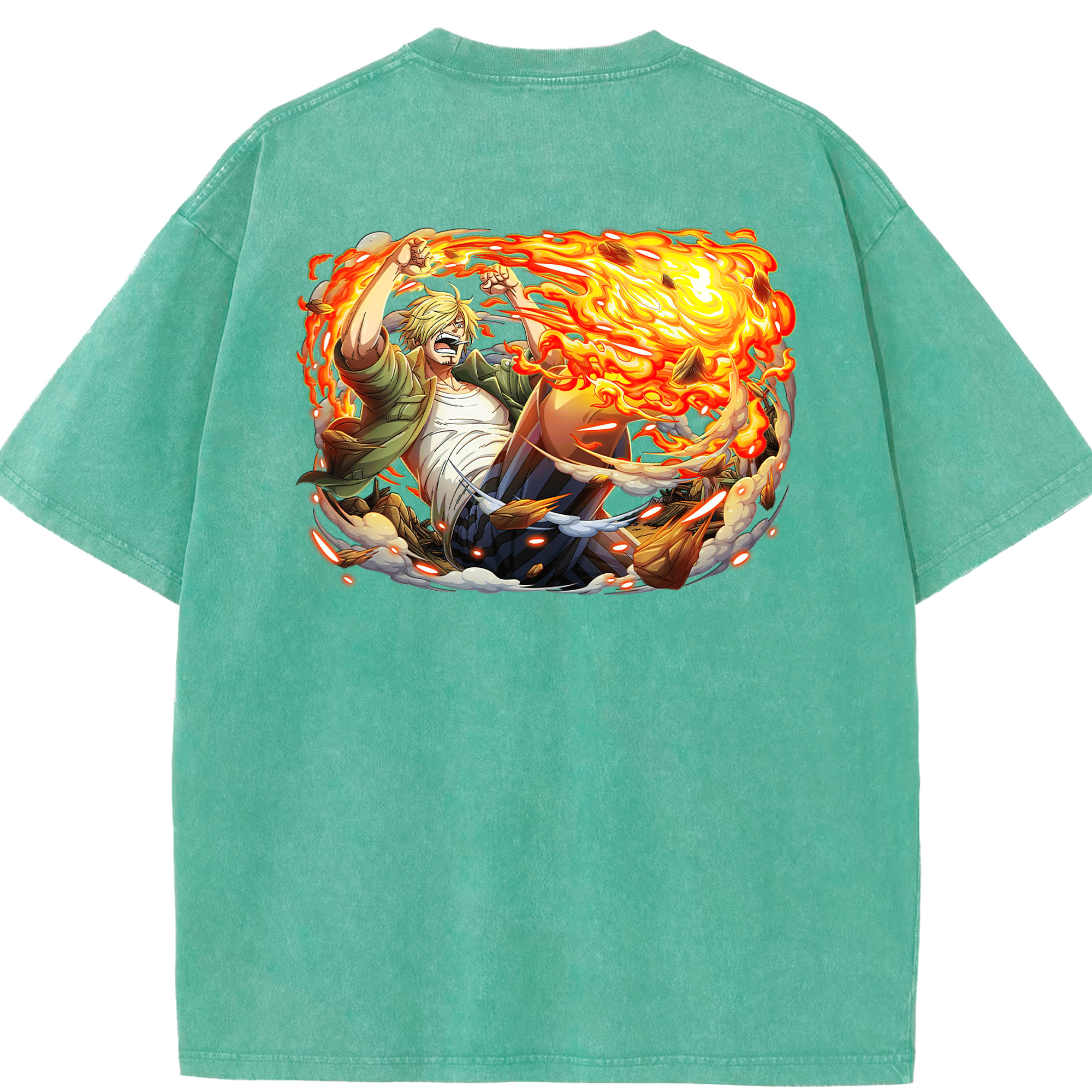 ワンピース サンジ ONE PIECE Sanji 綿100% ヴィンテージ風 半袖Tシャツ（背面プリント）